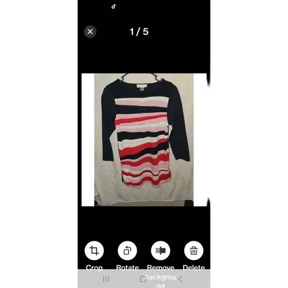 NWT Christopher & Banks Womens S Petite Navy Striped 3/4 Sleeve Knit Top - Picture 2 of 6